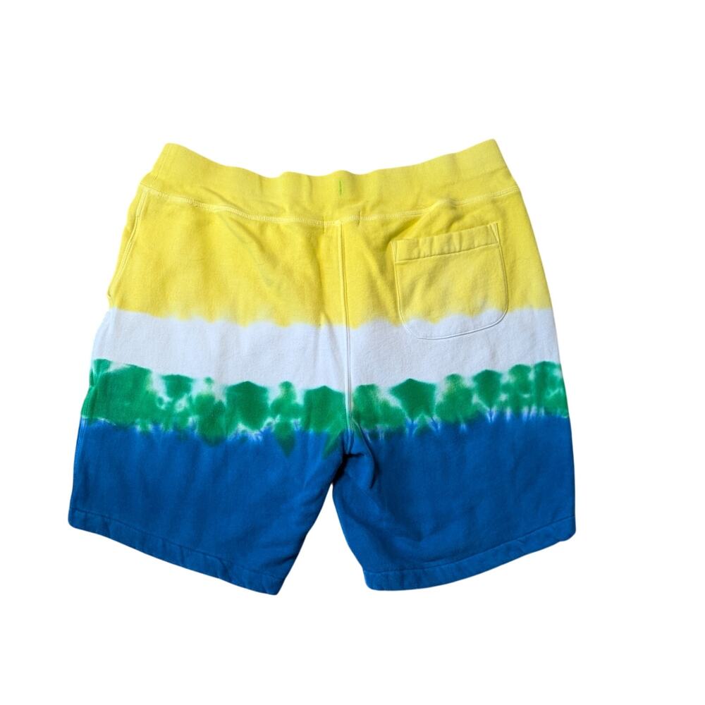 Polo Ralph Lauren Sweat Shorts Mens Large Yellow White Green Blue Tie Dye Fleece - Picture 2 of 12